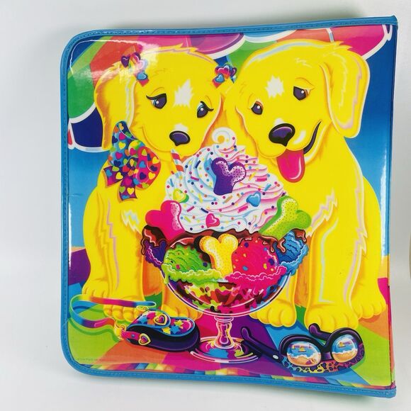 VTG Lisa Frank 3 Ring Zippered Binder Casey & Candy Ice Cream Sundae Lab Puppy - Picture 3 of 16